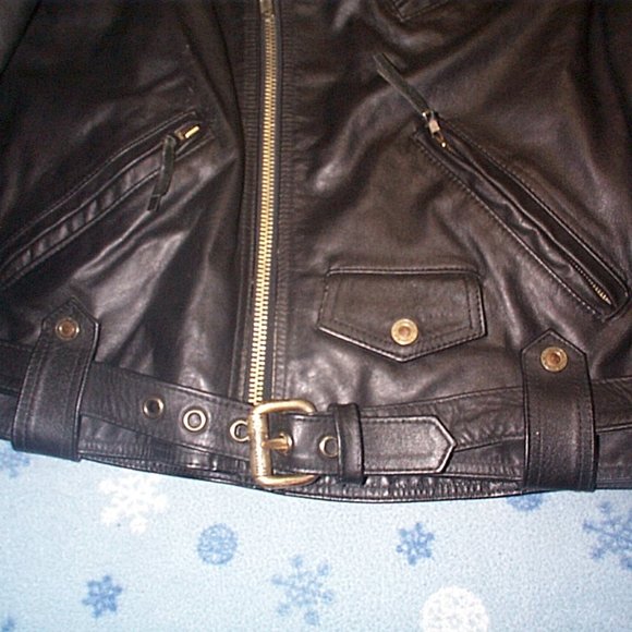 Vintage USA Harley Leather Motorcycle Jacket w/Black Panther painting on back - Picture 2 of 8